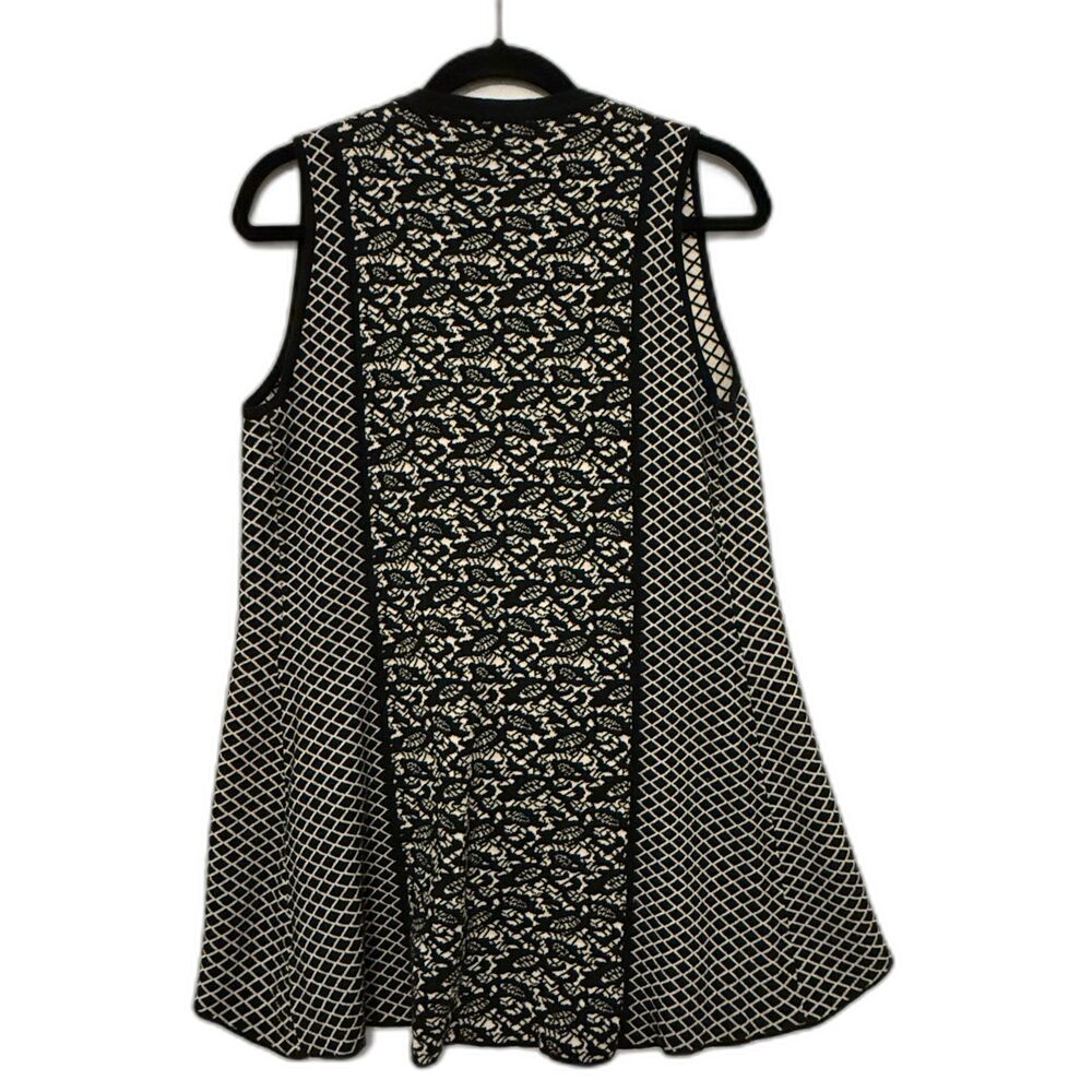 Belldini Sleeveless Open Front Cardigan Vest Black Cream Women's Size Medium - Picture 4 of 9